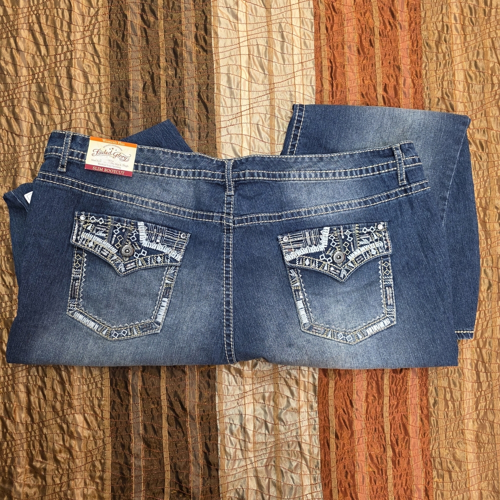 Faded Glory Blue Denim Jeans.  Size 26W.  NWT - Picture 5 of 6